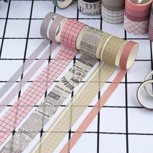 Vista 4 de Basic Collection - Juego de 100 rollos de cinta adhesiva de color sólido de 0.39/0.98 pulgadas de ancho, cinta adhesiva para decoración de arte