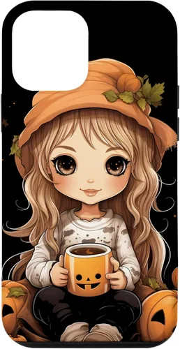 Vista 16 de Chibi Girl Anime Kawaii Pumpkin Spice Latte Fall Halloween Case for iPhone 16