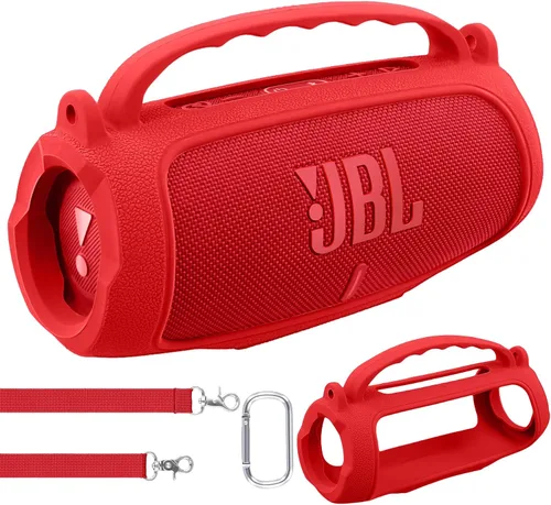 Vista 17 de co2CREA Funda de silicona para altavoz Bluetooth JBL Charge 5 portátil a prueba de agua, funda de viaje suave con correa para el hombro, funda