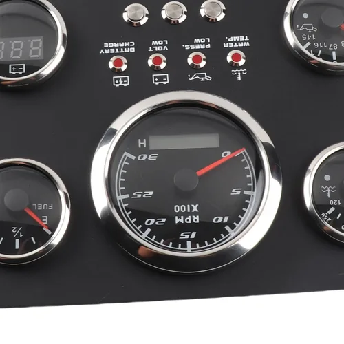 Vista 5 de Juego de medidores de tablero 5 en 1, medidor digital IP67 en racimo de motor, rpm, nivel de combustible, presión de aceite, temperatura del agua