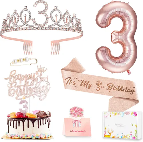Vista 26 de Decoraciones de cumpleaños número 10 para niña, juego de velas con forma de corona 10º