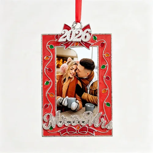 Vista 11 de WANSHUNLMI Marco de fotos verde 2026, marco de fotos de metal para Navidad, decoración de árbol de Navidad, mesa o árbol de Navidad, de dos maneras