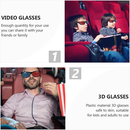 Vista 3 de Proyector 3D rojo, 20 unidades, 3 marcos, gafas de estilo 3D para juegos de películas en 3D, lentes de visualización 3D, computadoras portátiles