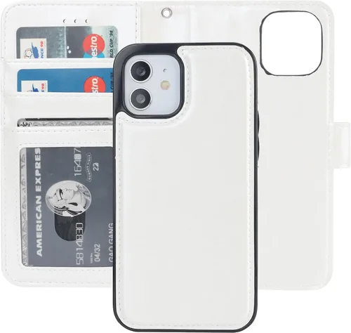 Vista 20 de Bocasal Funda tipo cartera compatible con iPhone 12 e iPhone 12 Pro con soporte para tarjetas de cuero PU magnética desmontable con soporte plegable