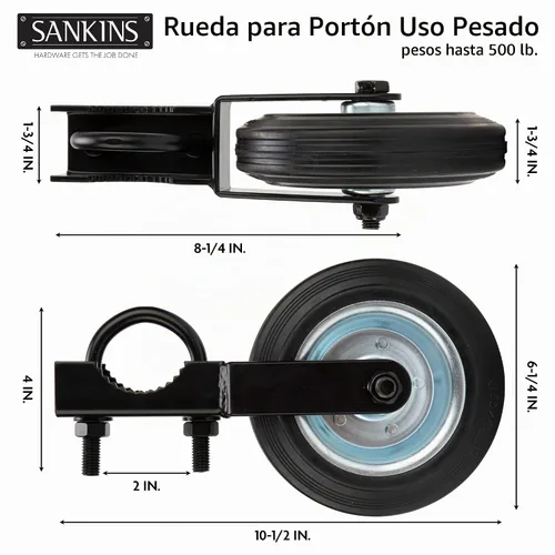 Vista 2 de Rueda auxiliar de puerta para soportar puertas batientes de metal con marcos de puerta de 1-5/8 pulgadas a 2 pulgadas, rueda de soporte de puerta