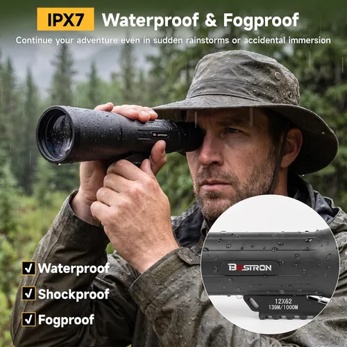 Vista 5 de Monocular Telescope 12X62 HD High Power with Tripod for Bird Watching Black
