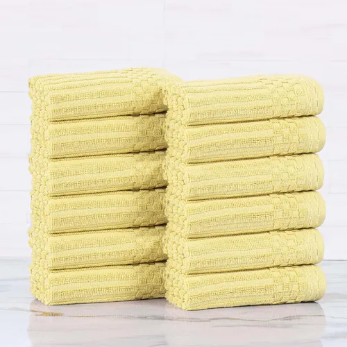 Vista 152 de Superior Juego de 6 toallas de algodón sólido y acanalado, toallas de cara de 13 x 13 pulgadas, toallas de mano de 16 x 28 pulgadas, toallas de baño