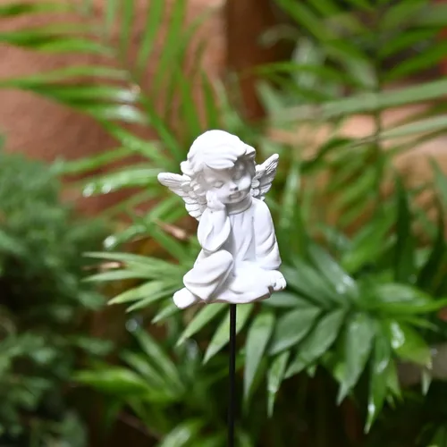 Vista 2 de OwMell Juego de 2 Estacas Decorativas de Jardín con Ángeles, Pequeños Adornos de Ángeles de Hadas para Jardín, Estatua Conmemorativa de Ángel