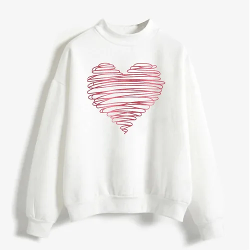 Vista 2 de Sudadera con capucha de cuello redondo para mujer, con estampado de amor, para el día de San Valentín, sudadera ligera con capucha para mujer
