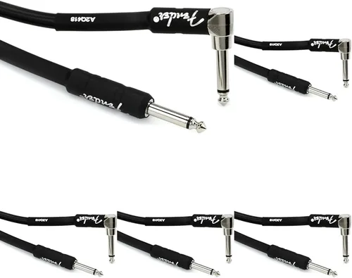 Vista 4 de Fender - Cable de instrumento de la serie profesional, cable de guitarra, accesorios de guitarra, ángulo/ángulo, negro, 6 pulgadas, paquete de 2