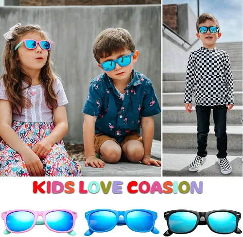Vista 63 de Lentes de sol polarizados de goma elastómero termoplástico (TPEE) flexible, para niñas y niños de 3 a 9 años