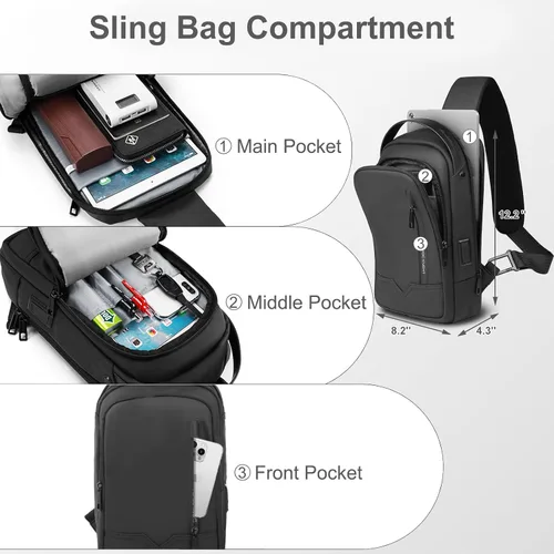 Vista 4 de hk Sling Crossbody Shoulder Bag