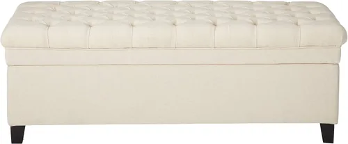 Vista 3 de Christopher Knight Home Juliana - Otomana de almacenamiento de tela, color beige