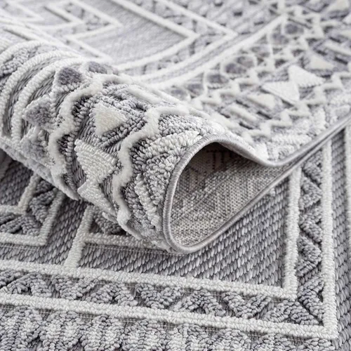 Vista 4 de Hauteloom Ethereal - Alfombra de pasillo con borde geométrico de medallón de diamante, estilo bohemio de transición, tribal azteca del suroeste