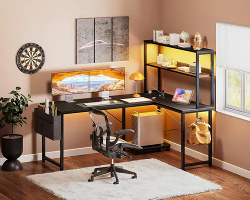 Vista 9 de Casaottima Escritorio para juegos en forma de L con gabinete, toma