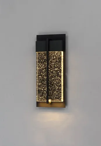 Vista 7 de Maxim Lighting Cascade - Aplique de pared grande para exteriores Acabado negro Pantalla de vidrio de burbujas Aplique de pared moderno
