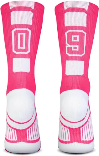Vista 9 de ChalkTalkSPORTS Calcetines de equipo personalizados - Calcetines con números rosados Elige tu número