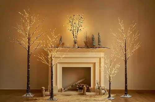 Vista 4 de LITBLOOM Árbol de ramitas nevadas iluminadas con luces de hadas de 4 pies, 200 luces LED, árbol flocado con luces para el hogar, Acción de Gracias