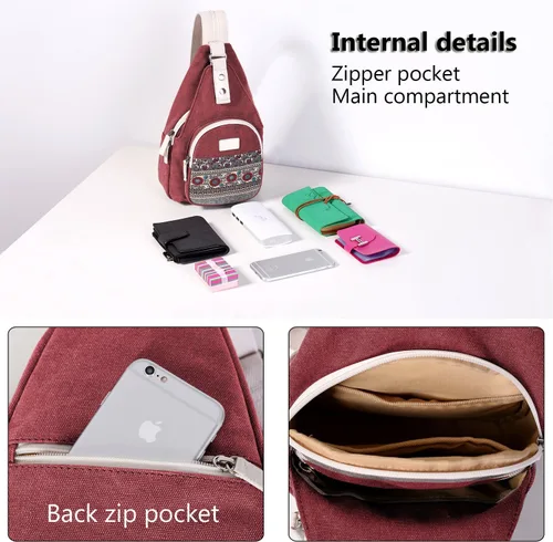 Vista 6 de ArcEnCiel Mochila de lona para mujer, Granate, S, Portátil