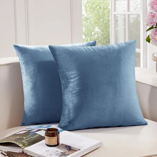 Vista 36 de Deconovo Juego de 2 fundas de almohada de pana suave con cremallera invisible, 16 x 16 pulgadas, color gris pardo, decoración del hogar para sofá