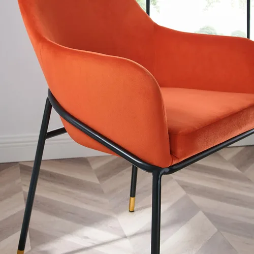 Vista 8 de [Usado] Modway EEI-4671-BLK-ORA Jovi Performance - Sillón de comedor de terciopelo, color negro y naranja