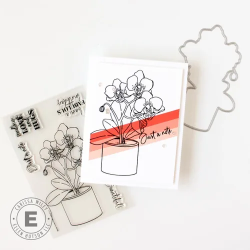 Vista 3 de Ellen Hutson, Essentials by Ellen, Juego de sellos y troqueles de orquídea Mondo