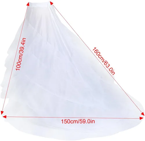 Vista 5 de Enagua de sirena de 3 capas de crinolina enagua debajo de la falda hasta el suelo vestido de fiesta para mujer color blanco