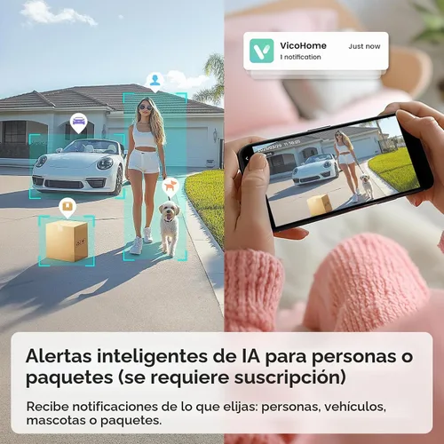 Vista 4 de Cámara de timbre de puerta de 2K HD con batería, inalámbrica con timbre de anillo, timbre de video inteligente con comunicación bidireccional