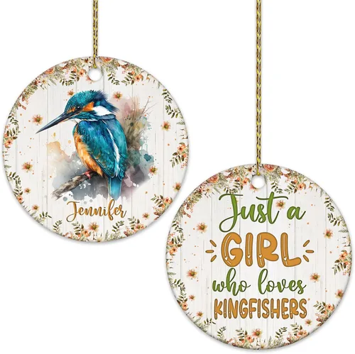 Vista 36 de Hyturtle Adorno de Navidad personalizado para amantes del panda rojo, adorno de cerámica con nombre personalizado de Just A Girl Who Loves Red