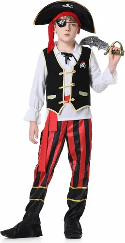 Vista 2 de Antbutler Disfraz de pirata para niños, disfraz de pirata para niños, disfraz de pirata de Halloween, disfraz de cosplay para niños de 3 a 12 años