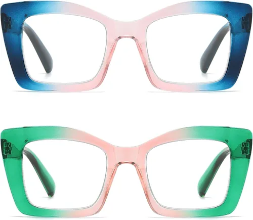 Vista 7 de Gafas de lectura de gran tamaño para mujer, ojo de gato, lector de computadora con bisagra de resorte