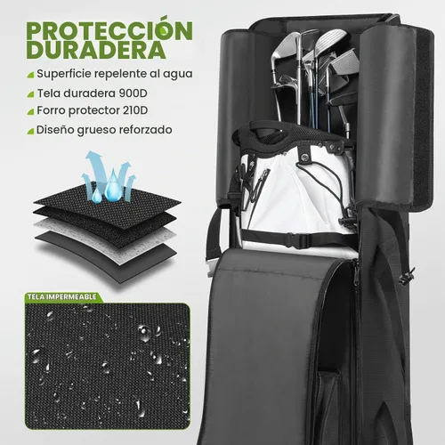 Vista 3 de findway Bolsa de viaje de golf para aerolíneas 900D resistente Oxford Golf Funda de viaje con ruedas, funda de viaje de golf con forro protector