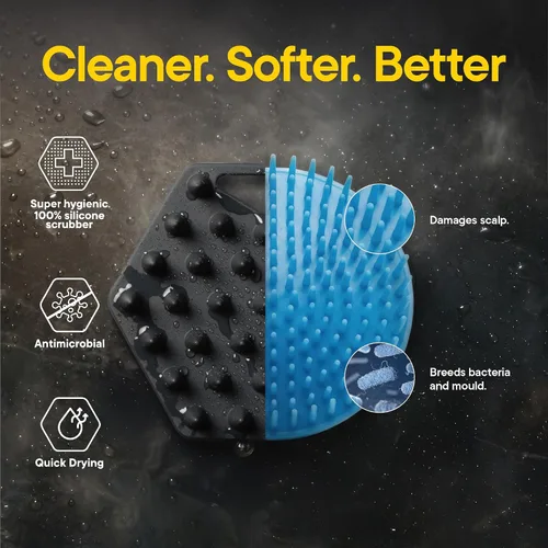 Vista 3 de TOOLETRIES Cepillo de silicona para champú y gancho para cuero cabelludo, cepillo para el crecimiento del cabello para hombres y mujeres, exfolia