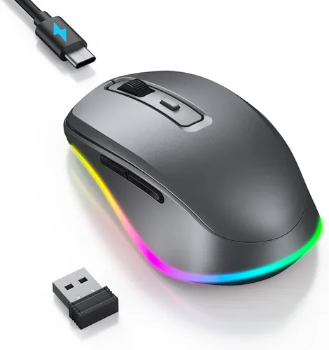 Vista 27 de PEIOUS Ratón Inalámbrico Jiggler – Ratones Inalámbricos LED con Jiggler Mover Integrado, Ratón Móvil Recargable para Computadora con Movimiento