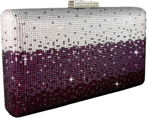 Vista 5 de Boutique De FGG Elegantes bolsos de noche de cristal para mujer, caja de fiesta formal, embrague, boda, diamantes de imitación, bolso de novia