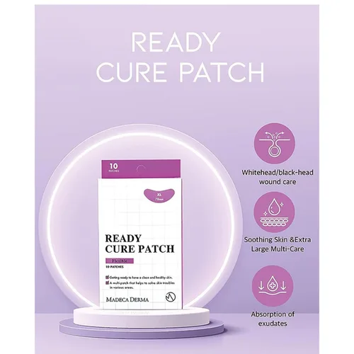 Vista 3 de MADECA DERMA Ready Cure Patch Flexible (XL, 3.071 in, 10 parches) Hidrocoloide, cobertura de área grande, para acné, zits, manchas, cuidado