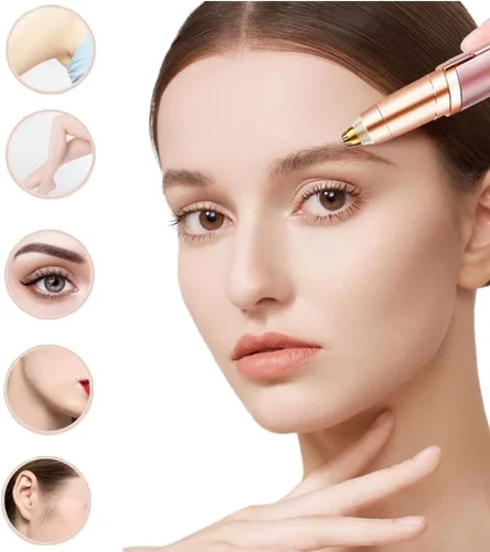 Vista 5 de Removedor eléctrico de cejas para mujer, luz LED, hoja de acero inoxidable, recargable, antialérgico, multifuncional, piel limpia, sin tirones