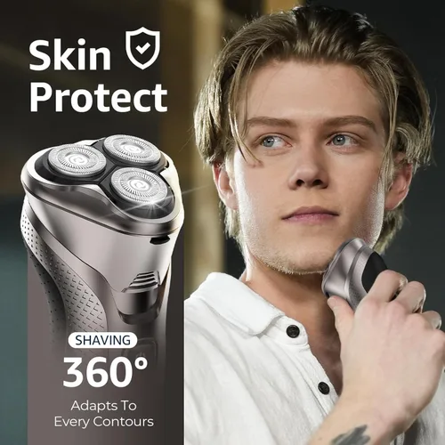 Vista 5 de Rategist Afeitadora Eléctrica Inalámbrica para Hombre: Afeitadora 3 en 1 para Barba/Nariz/Patillas - Kit de Viaje Impermeable IPX7 - Velocidad Turbo