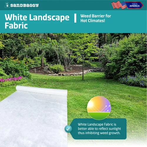 Vista 6 de Sandbaggy Tela blanca para paisajes, tela de filtro geotextil no tejida de 8 onzas, más resistente en el mercado, tela de 50 años, fabricada