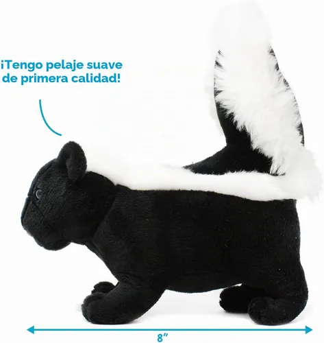 Vista 4 de TigerHart Seymour The Skunk - Peluche de 8 pulgadas de largo (medida de cola no incluida)