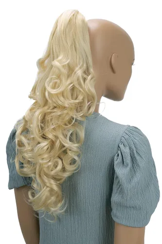 Vista 20 de Prettyshop - Extensión de cola de caballo de 24 pulgadas con clip, larga, voluminosa, ondulada, resistente al calor, color negro H63
