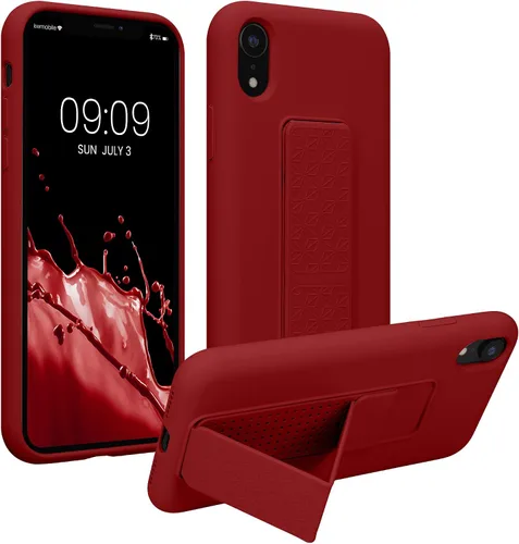 Vista 10 de kwmobile Funda compatible con Apple iPhone XR - Funda con correa de mano y revestimiento de silicona TPU suave - Azul Báltico