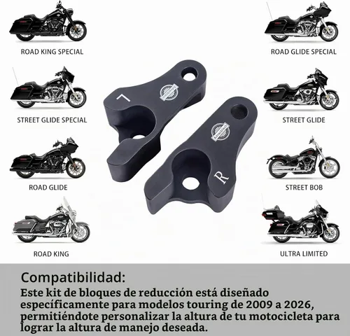 Vista 5 de Kit de bloques de bajada de 2 pulgadas para Harley Touring Street Glide 2009-2026 Kit de bloques de bajada de golpe trasero de 2 pulgadas