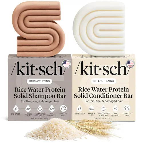 Vista 18 de Kitsch Juego de champú y acondicionador de aceite de ricino, aceite de ricino orgánico, cuidado del cabello para cabello opaco y seco, jabón