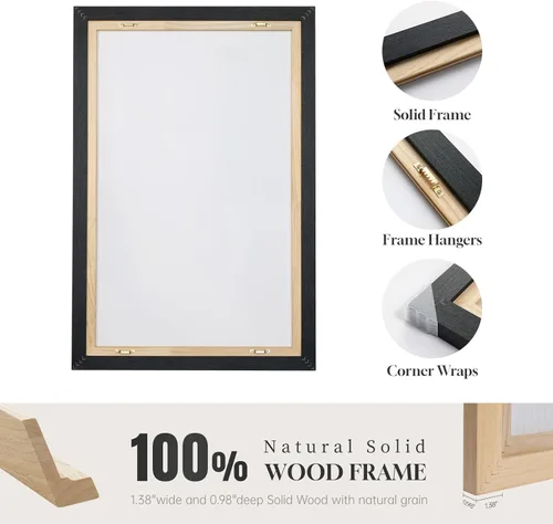 Vista 6 de Arte de pared abstracto moderno enmarcado en blanco y negro, 3 piezas de impresiones en lienzo pinturas obras de arte para paredes, cuadros Negro