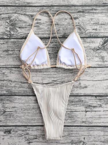 Vista 2 de OYOANGLE Traje de baño sexy de una pieza para mujer, bikini con tiras cruzadas