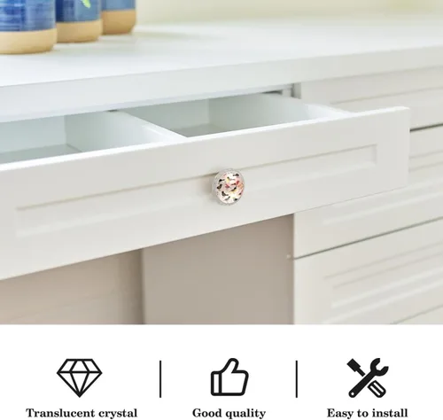 Vista 3 de Round Dresser Drawer Knobs,Kitchen Handles for Cabinets,4Pcs,Animals Birds Colorful People,Dresser Handles and Knobs