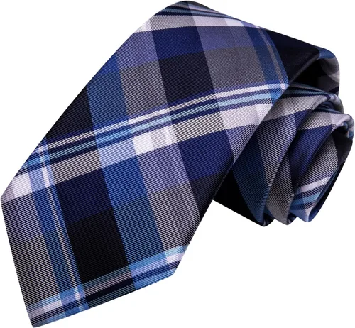 Vista 228 de Hi-Tie Corbata clásica de cachemira para hombre con pañuelo y gemelos a cuadros