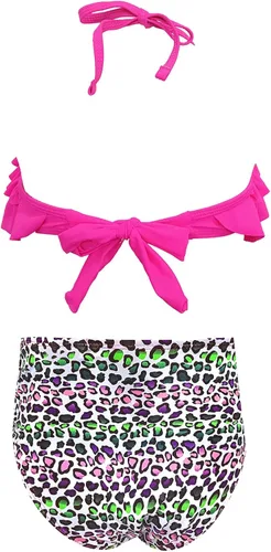 Vista 2 de SHEKINI Girls Floral Two Piece Swimsuit Halter Flounce Bikini Set High Waisted Bathing Suits