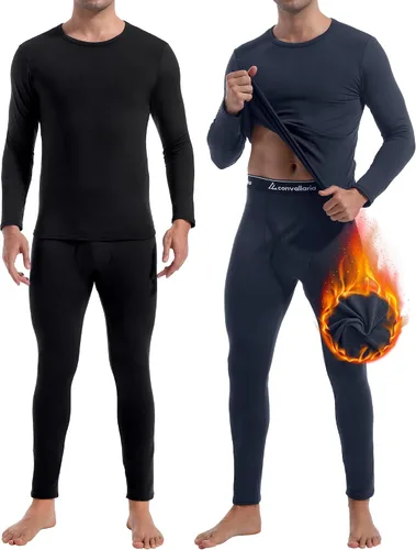Vista 9 de 2 o 3 juegos de ropa interior térmica para hombre, ropa interior larga Negro y Negro
